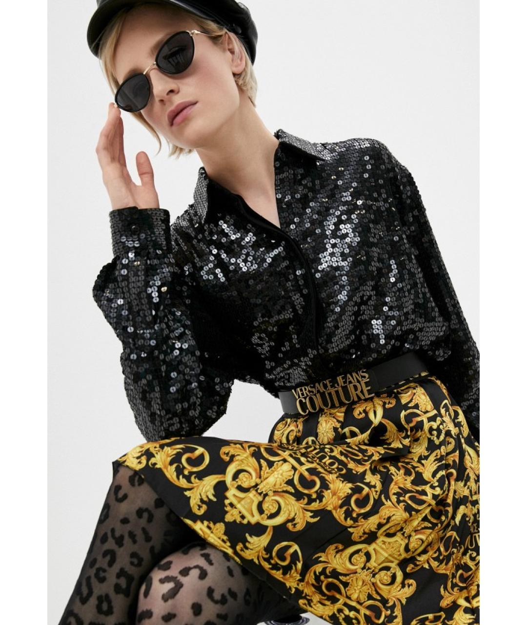VERSACE JEANS COUTURE Черный кожаный ремень, фото 7