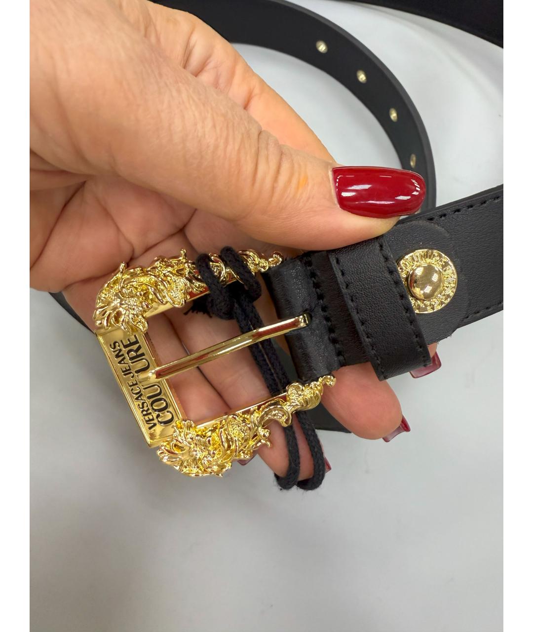VERSACE JEANS COUTURE Черный кожаный ремень, фото 3