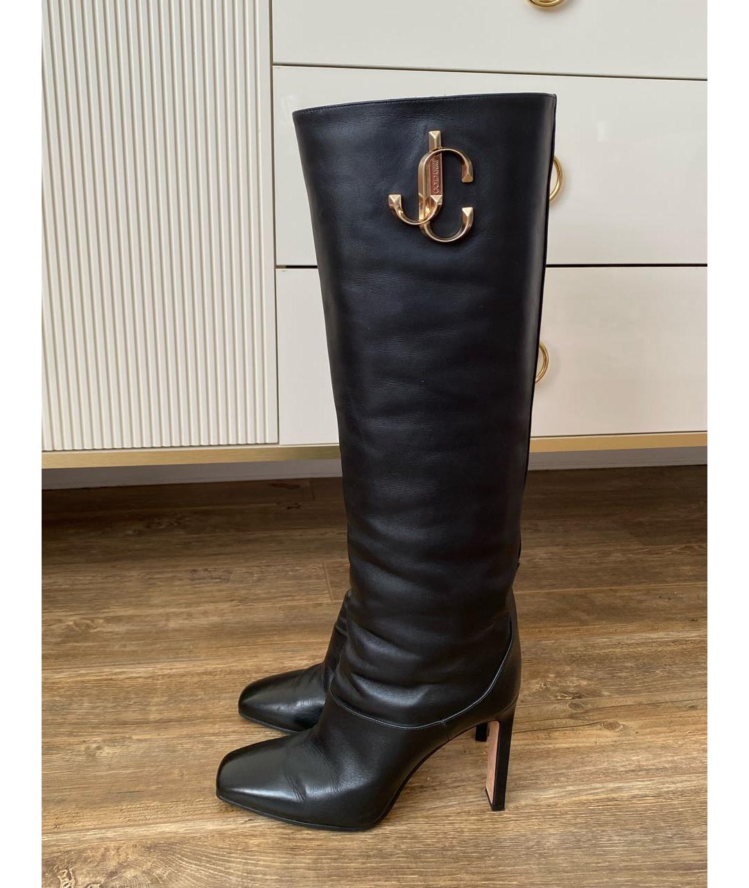JIMMY CHOO Черные кожаные сапоги, фото 4