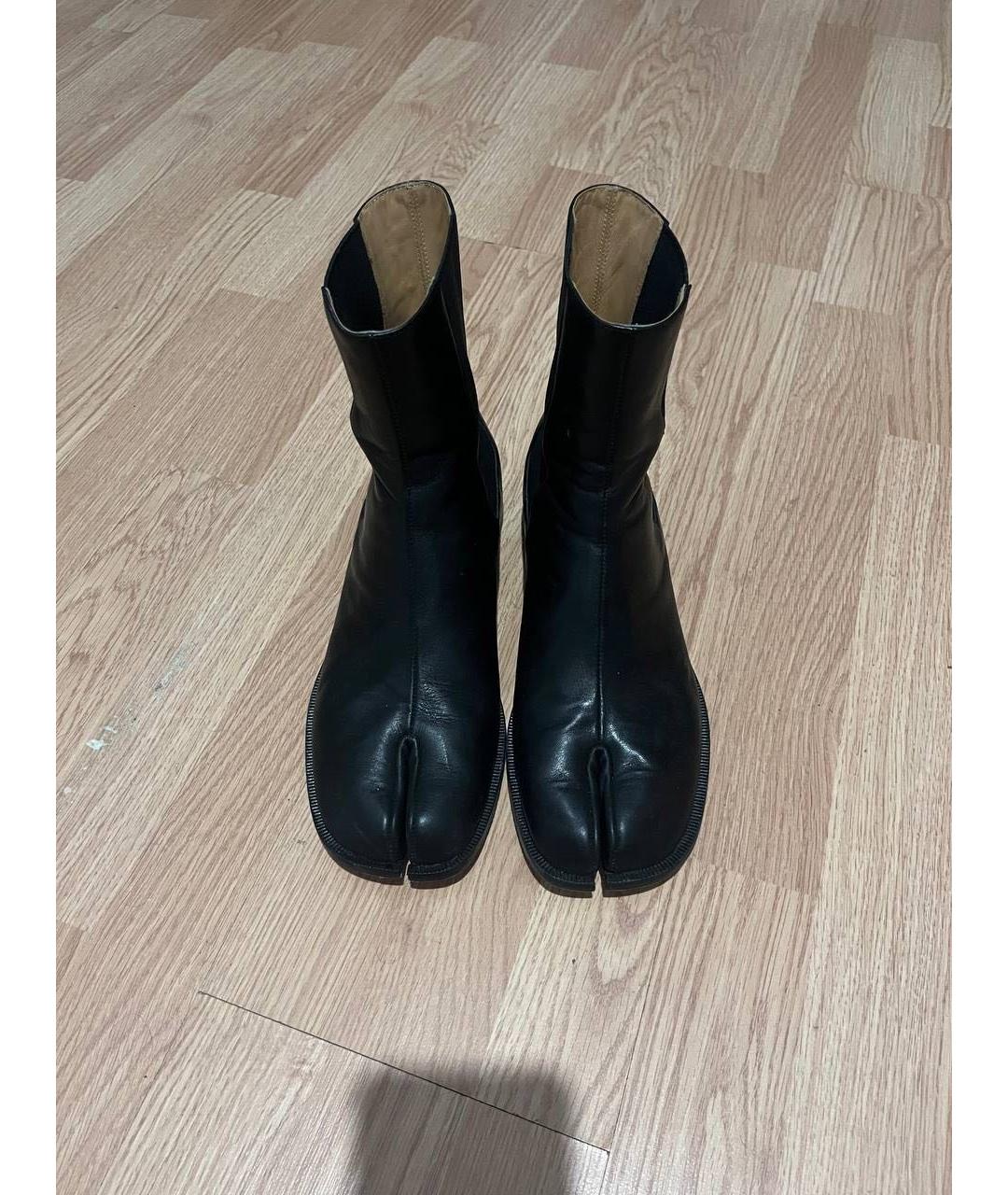 MAISON MARGIELA Черные кожаные высокие ботинки, фото 2