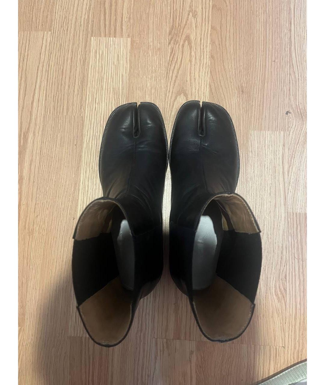 MAISON MARGIELA Черные кожаные высокие ботинки, фото 3