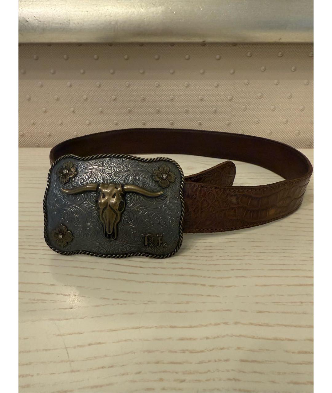 RALPH LAUREN Коричневый ремень из экзотической кожи, фото 9