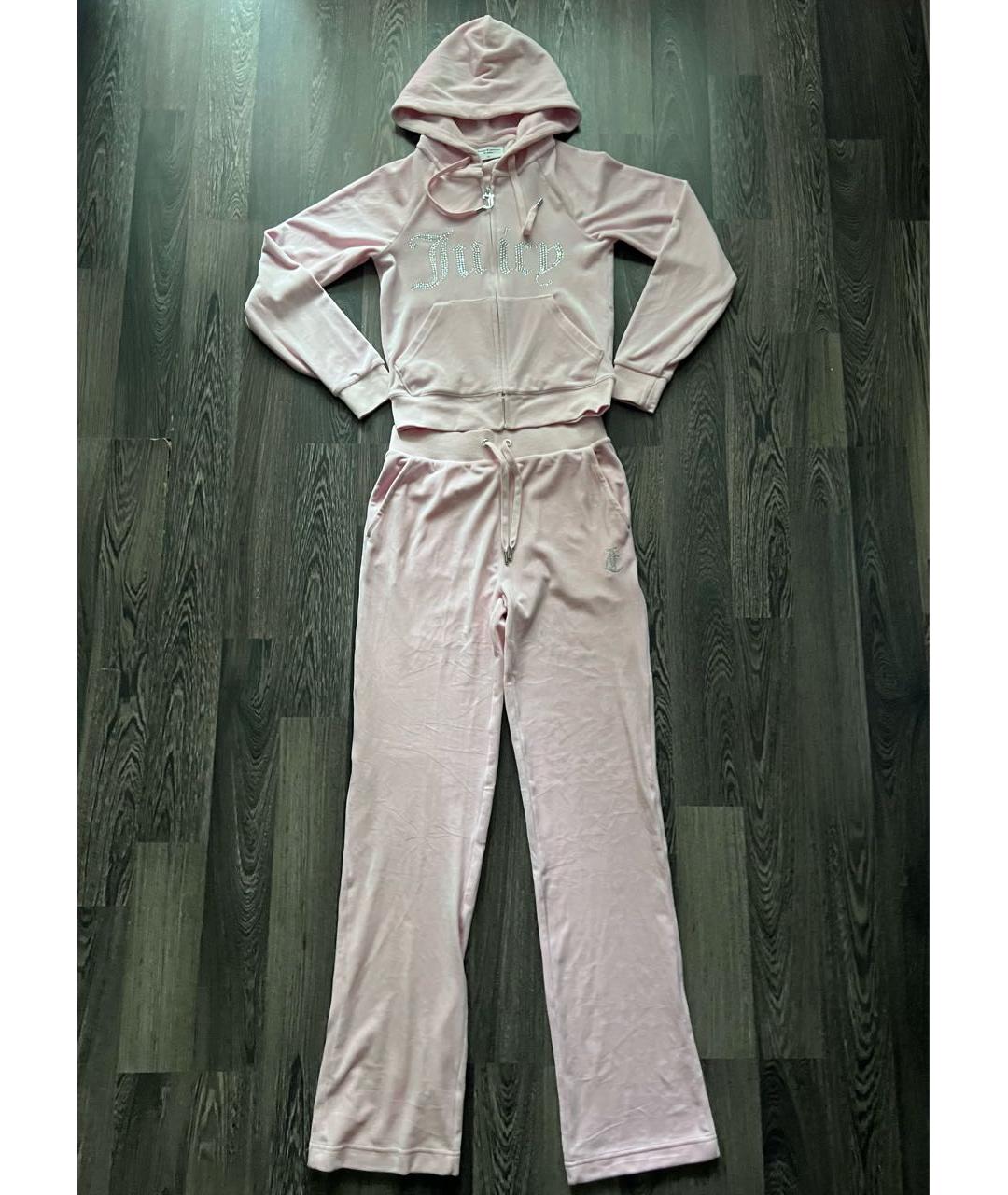 JUICY COUTURE Розовый велюровый костюм с брюками, фото 7