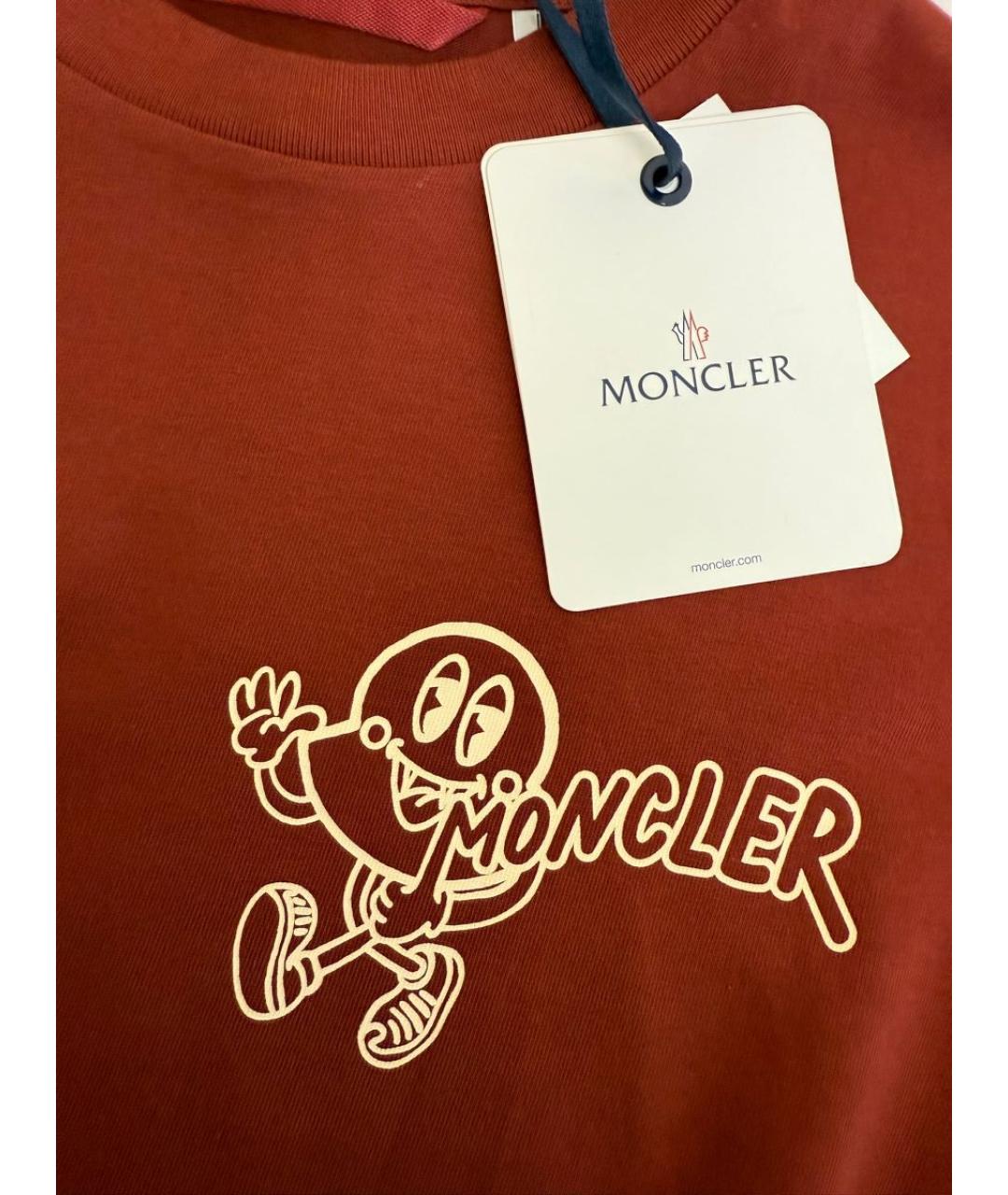 MONCLER Коричневая хлопковая футболка, фото 3