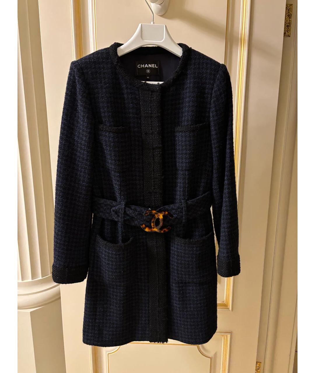 CHANEL Темно-синее твидовое пальто, фото 9