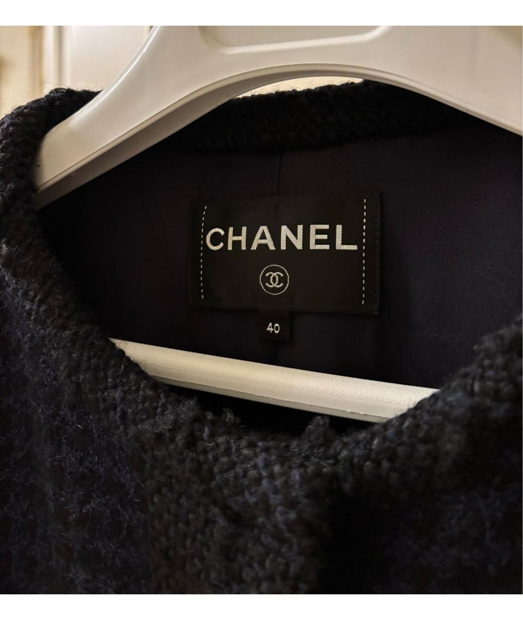 CHANEL Темно-синее твидовое пальто, фото 3