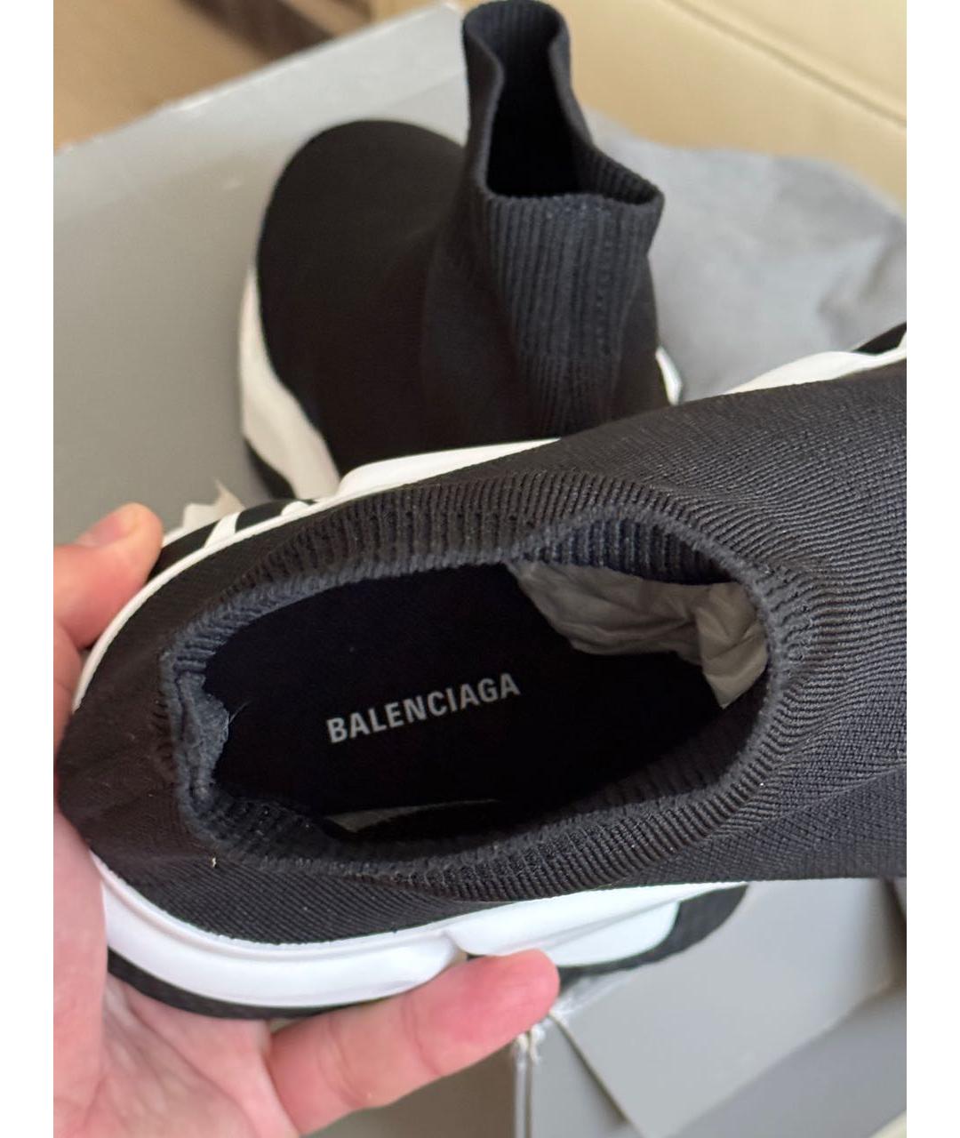 BALENCIAGA Черные текстильные высокие кроссовки / кеды, фото 6