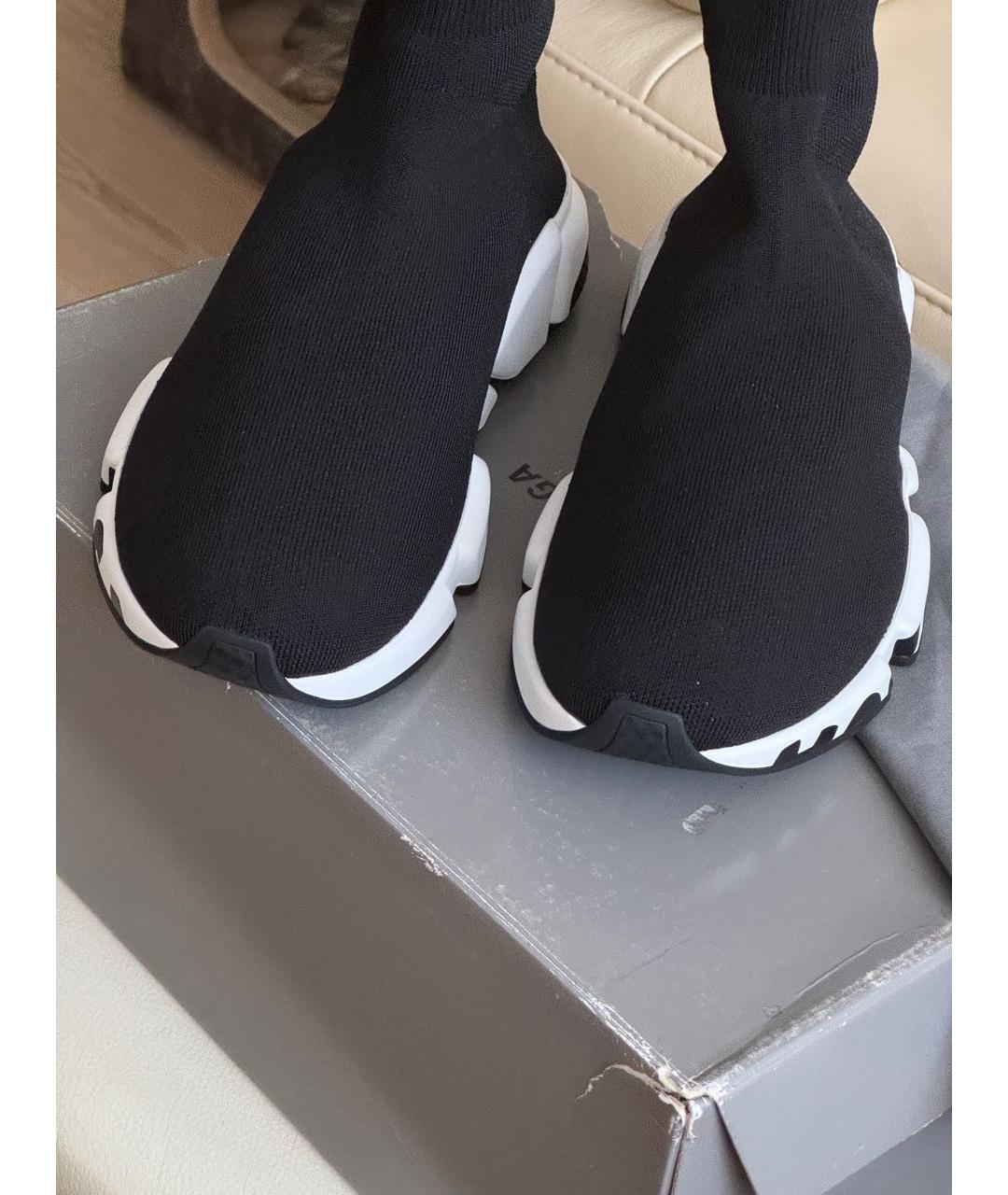 BALENCIAGA Черные текстильные высокие кроссовки / кеды, фото 4