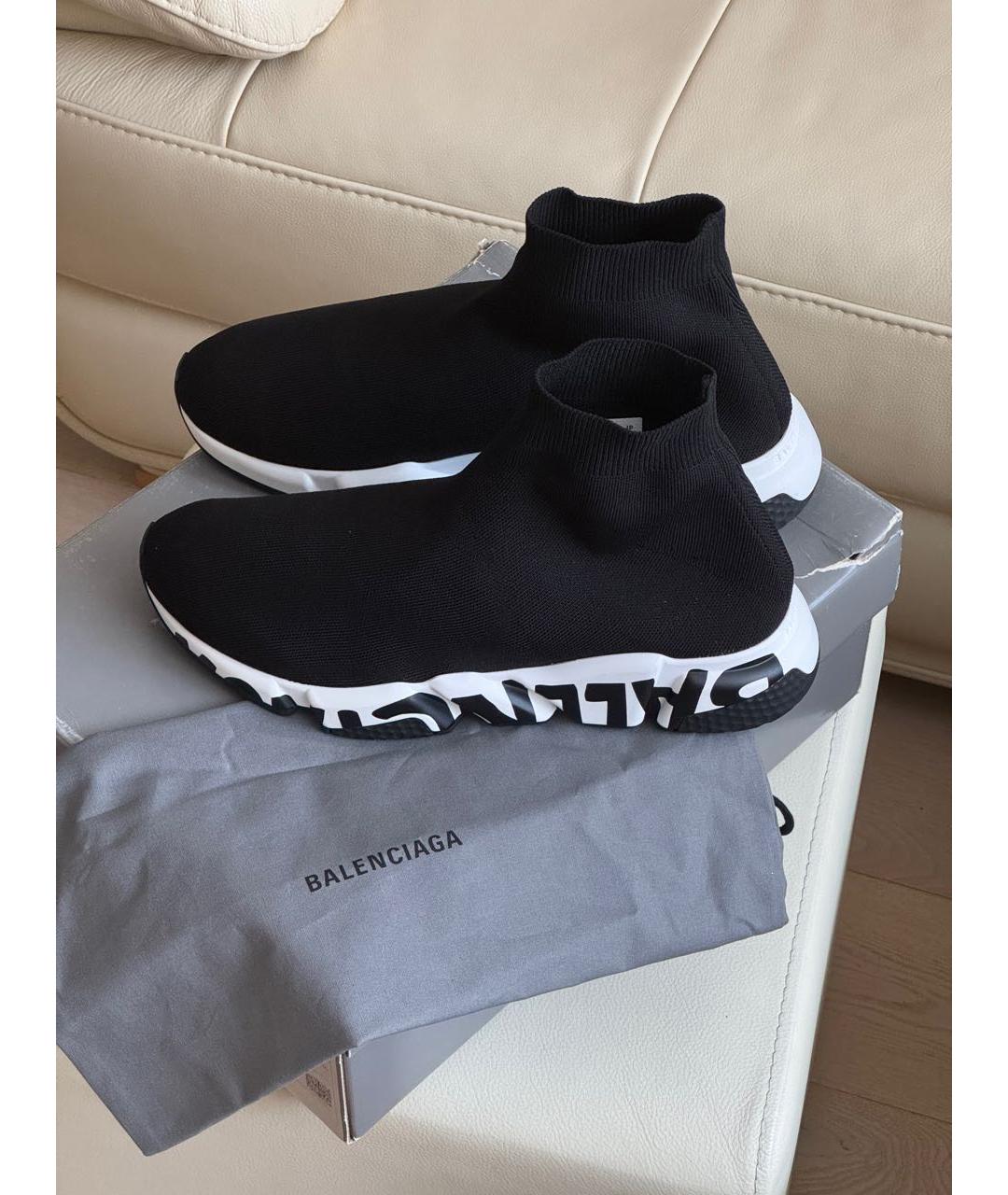 BALENCIAGA Черные текстильные высокие кроссовки / кеды, фото 2