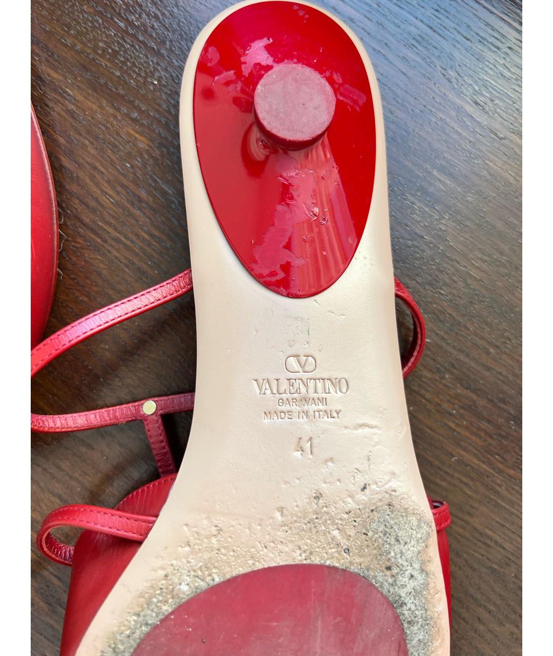 VALENTINO Красные кожаные мюли, фото 6