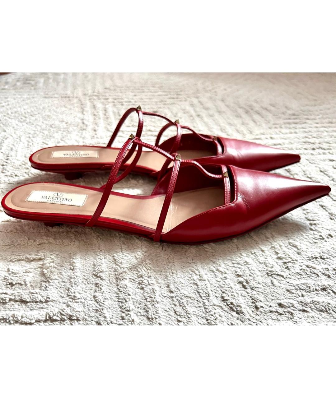 VALENTINO Красные кожаные мюли, фото 8