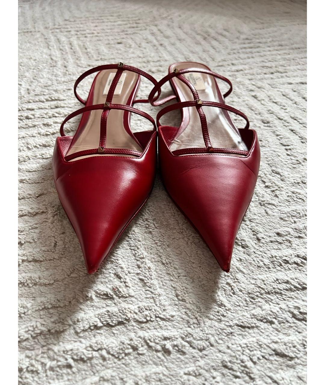 VALENTINO Красные кожаные мюли, фото 2