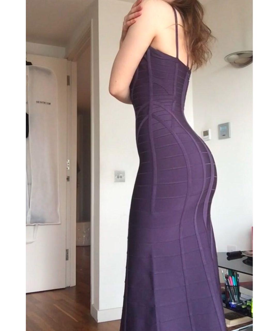 HERVE LEGER Фиолетовое вискозное вечернее платье, фото 6