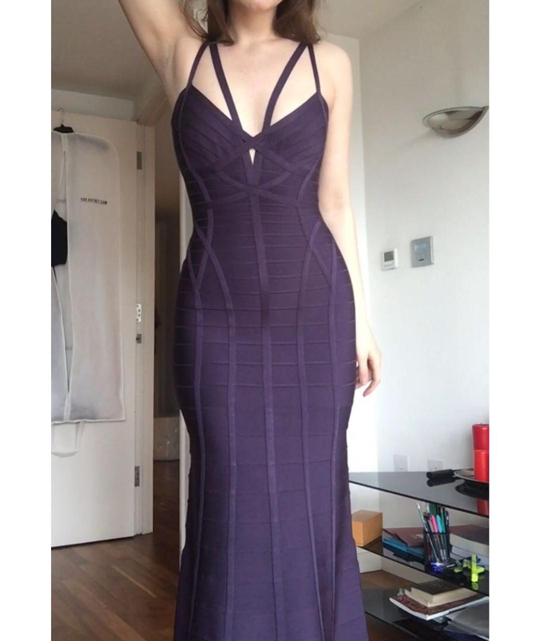 HERVE LEGER Фиолетовое вискозное вечернее платье, фото 7