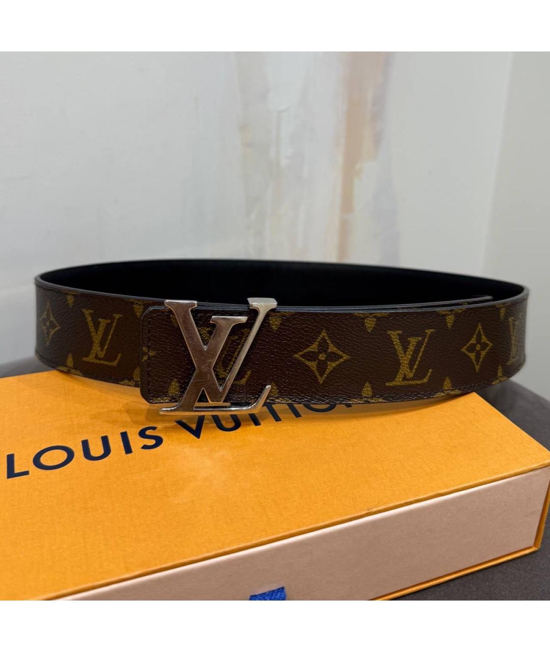 LOUIS VUITTON Коричневый кожаный ремень, фото 2