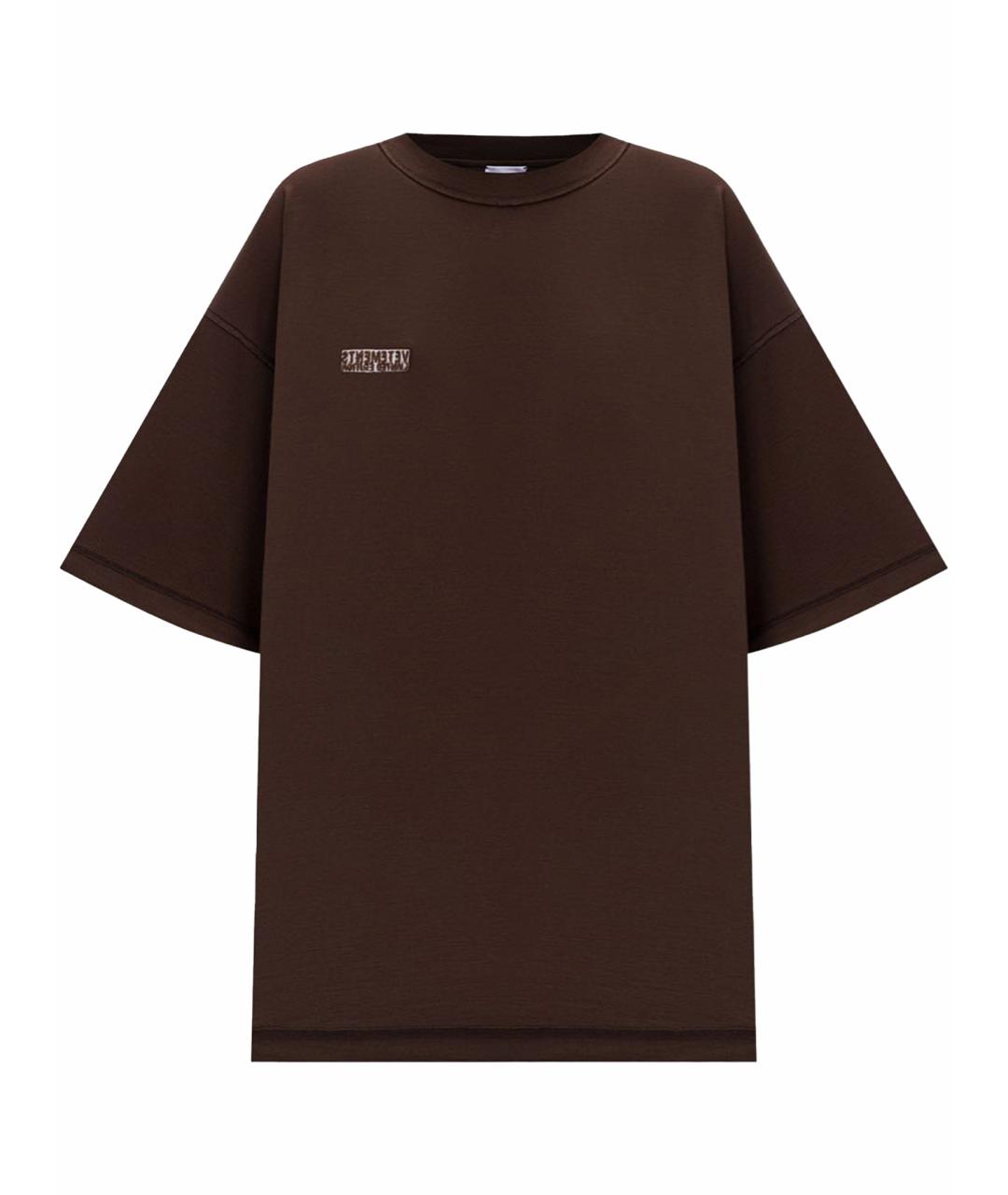 VETEMENTS Коричневая хлопковая футболка, фото 1