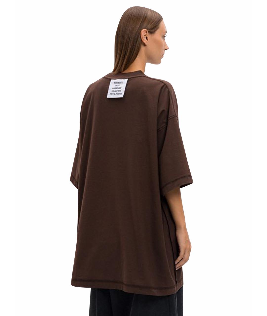 VETEMENTS Коричневая хлопковая футболка, фото 6