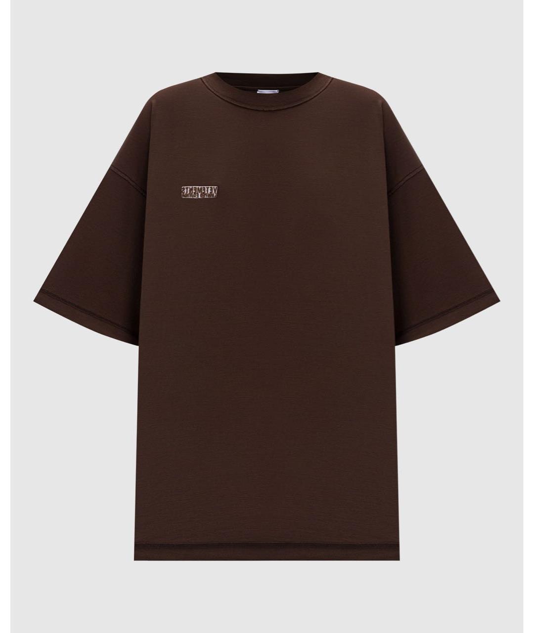 VETEMENTS Коричневая хлопковая футболка, фото 5