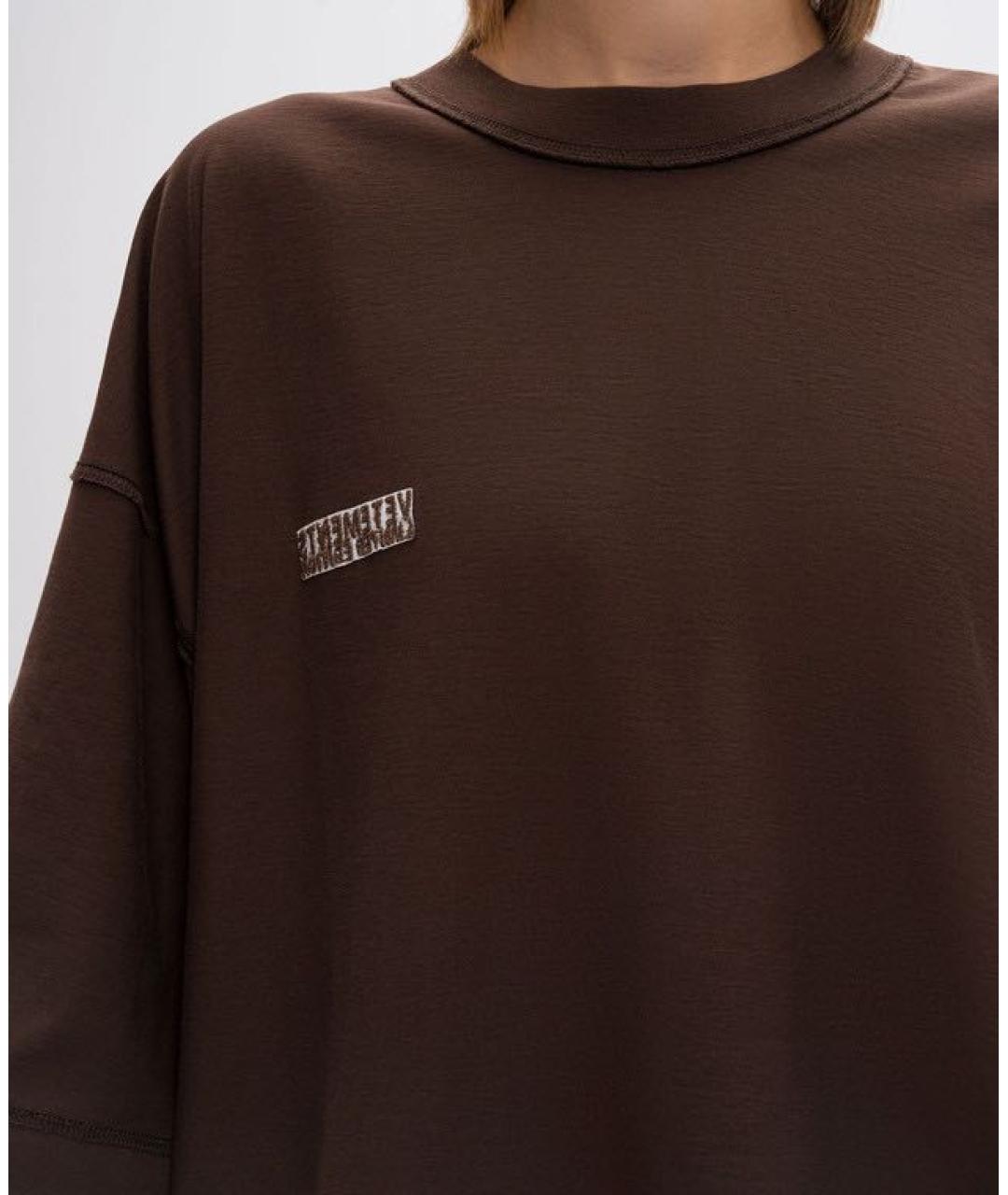 VETEMENTS Коричневая хлопковая футболка, фото 2