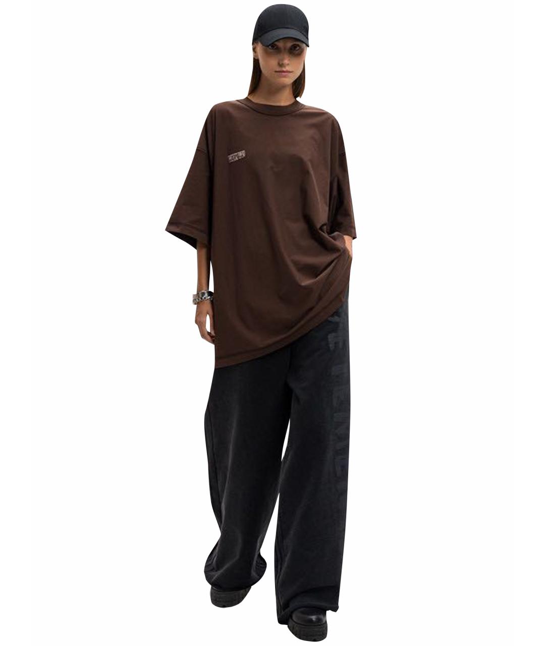 VETEMENTS Коричневая хлопковая футболка, фото 6