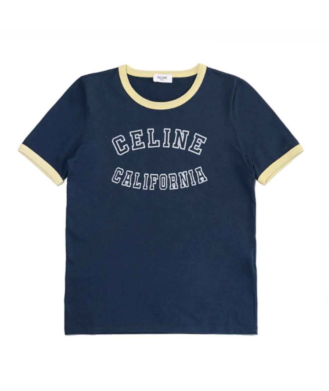 CELINE Синяя хлопковая футболка, фото 3