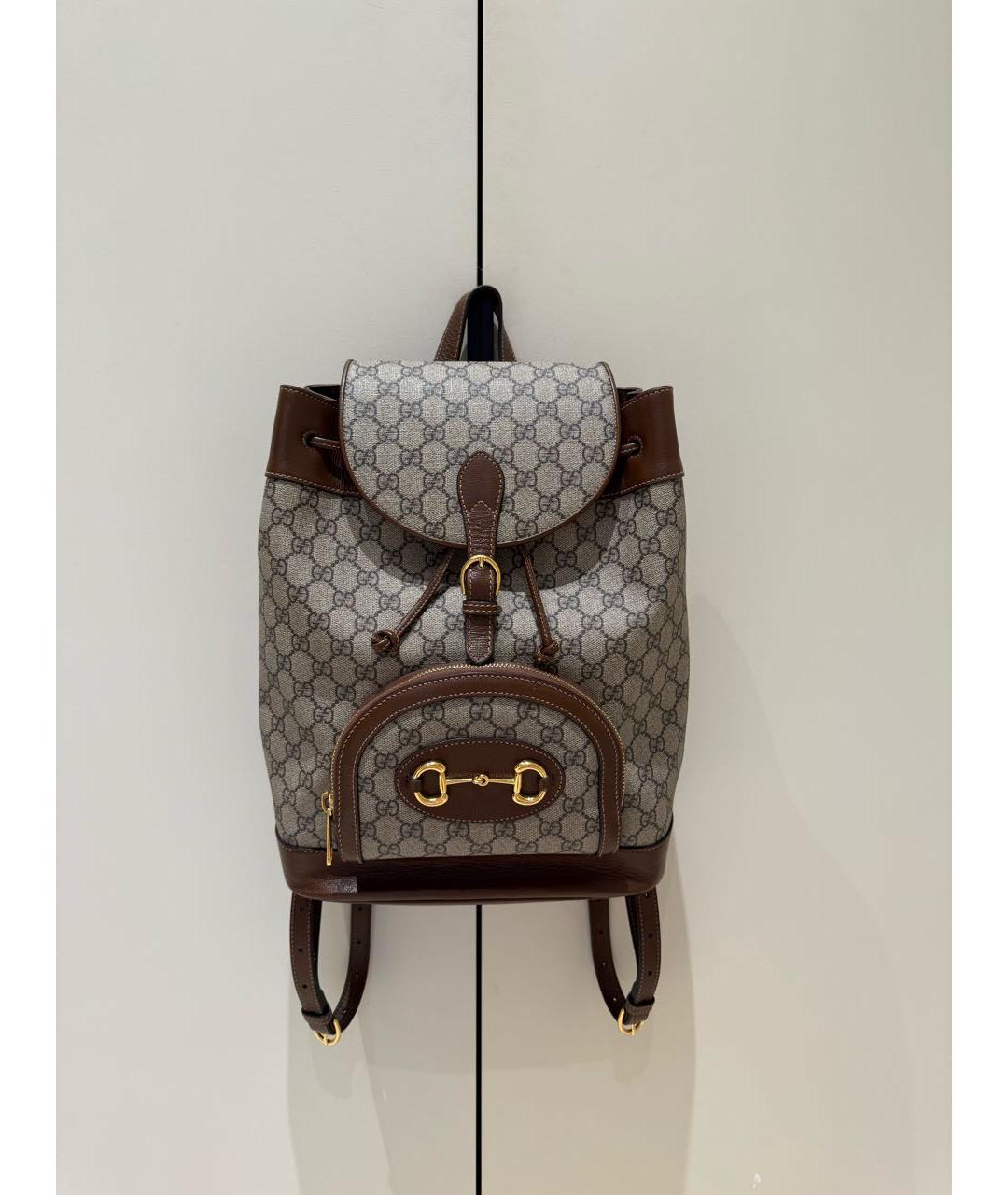 GUCCI Коричневый кожаный рюкзак, фото 5