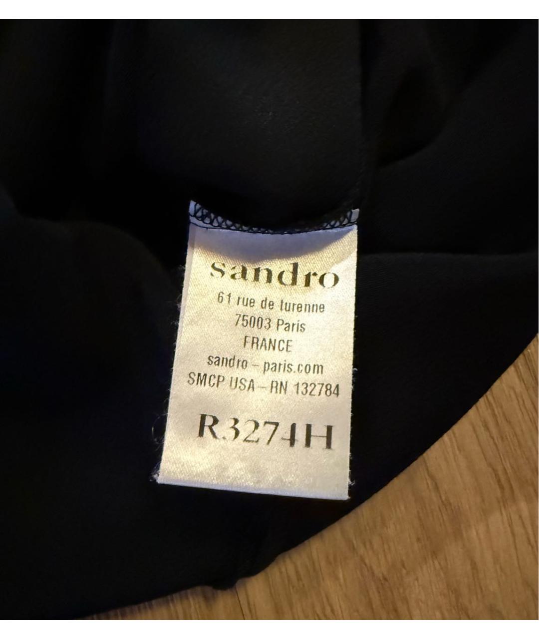 SANDRO Черное шелковое повседневное платье, фото 4