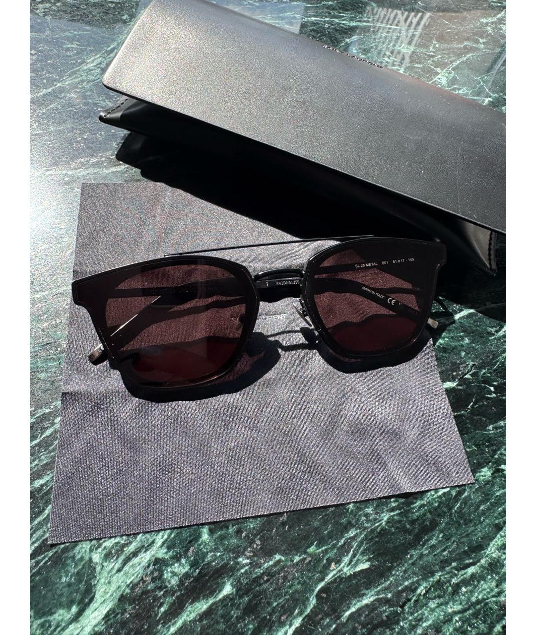 SAINT LAURENT Черные металлические солнцезащитные очки, фото 7