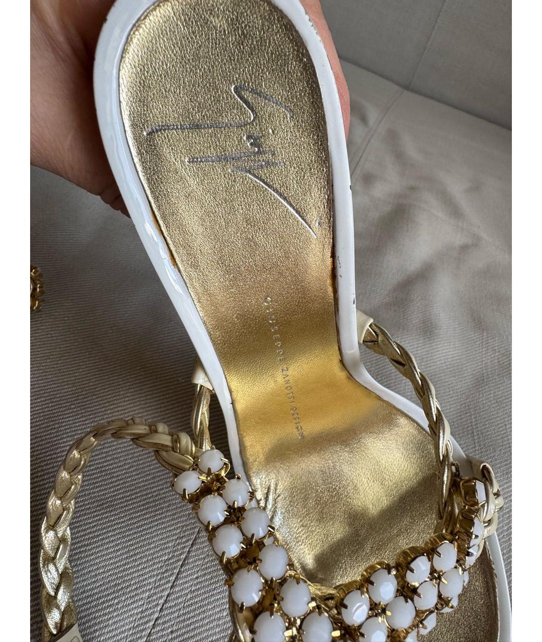 GIUSEPPE ZANOTTI DESIGN Белые кожаные босоножки, фото 5