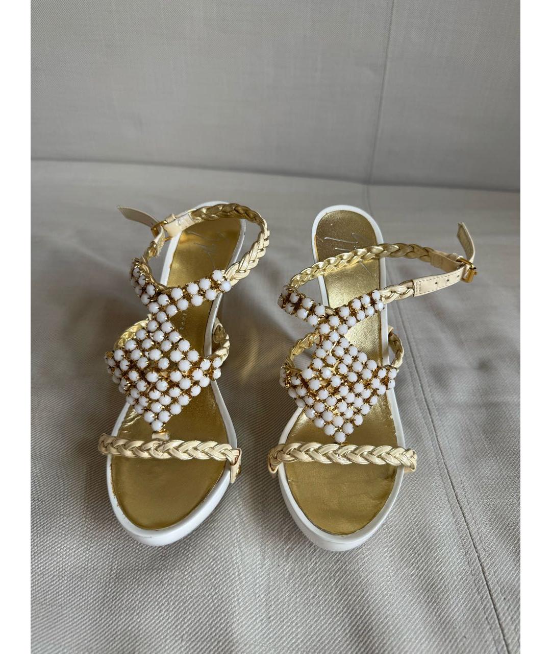 GIUSEPPE ZANOTTI DESIGN Белые кожаные босоножки, фото 2