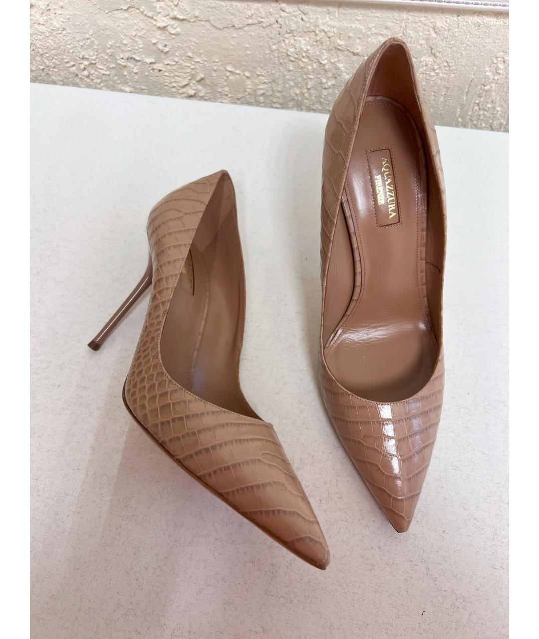 AQUAZZURA Бежевые кожаные туфли, фото 3
