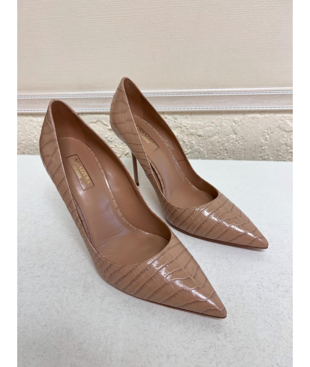 AQUAZZURA Бежевые кожаные туфли, фото 2