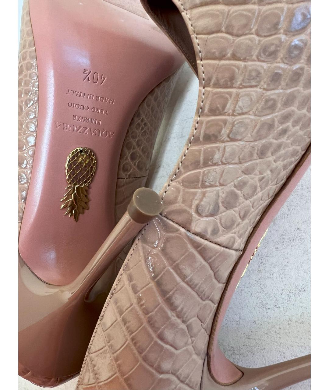 AQUAZZURA Бежевые кожаные туфли, фото 4