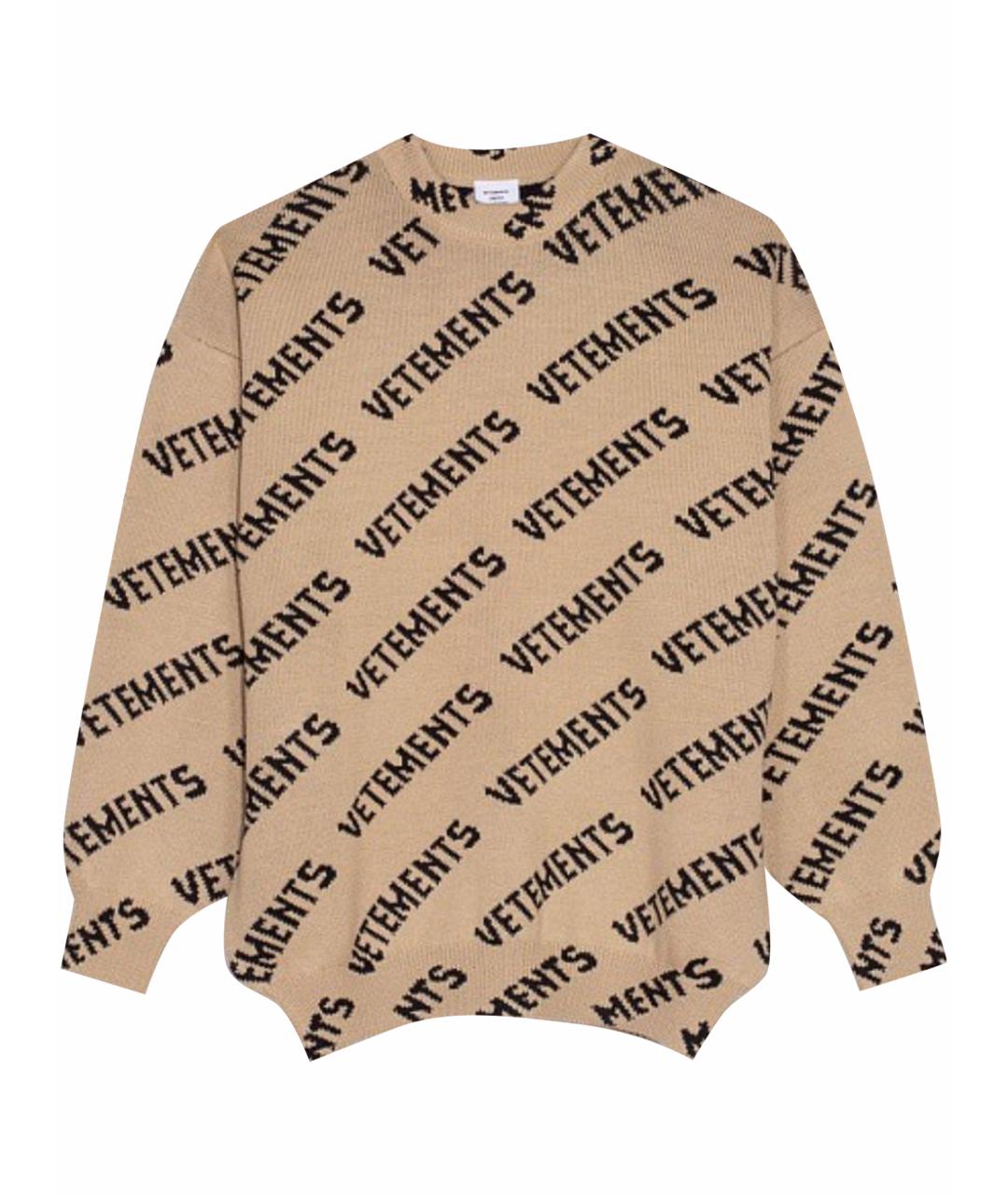 VETEMENTS Бежевый шерстяной джемпер / свитер, фото 1