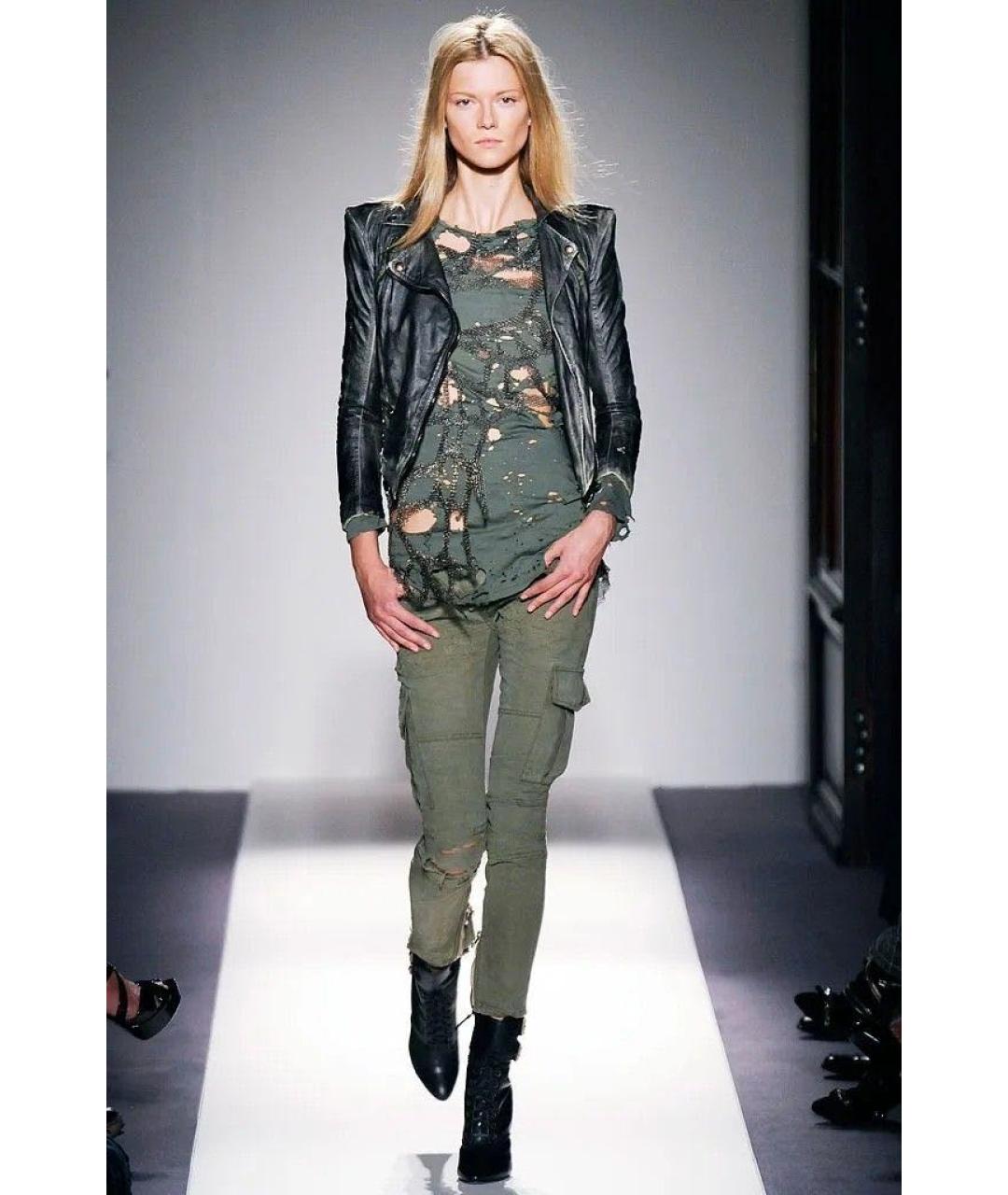 BALMAIN Хаки кожаная куртка, фото 3
