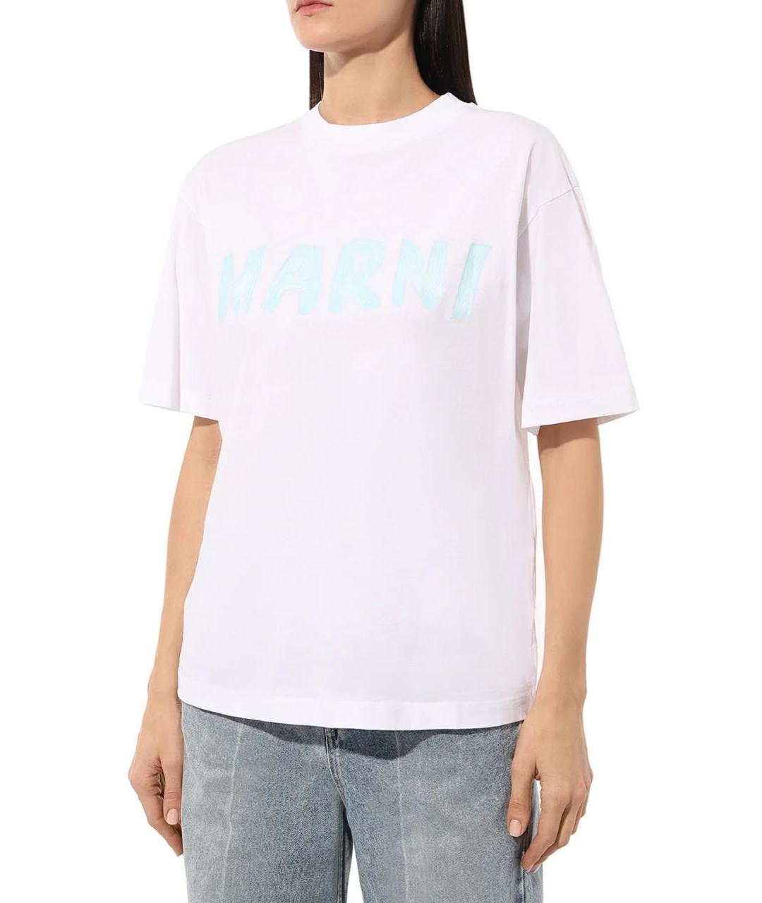 MARNI Белая хлопковая футболка, фото 3