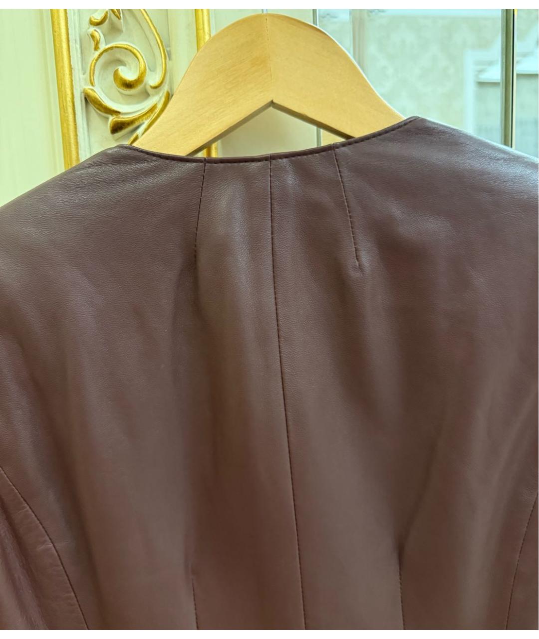 ELISABETTA FRANCHI Коричневая кожаная куртка, фото 3