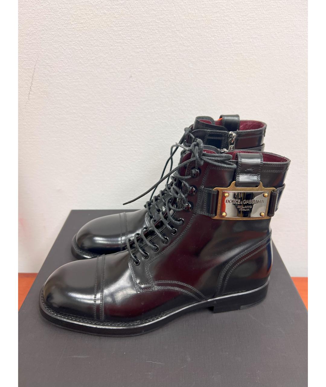 DOLCE&GABBANA Черные кожаные высокие ботинки, фото 7