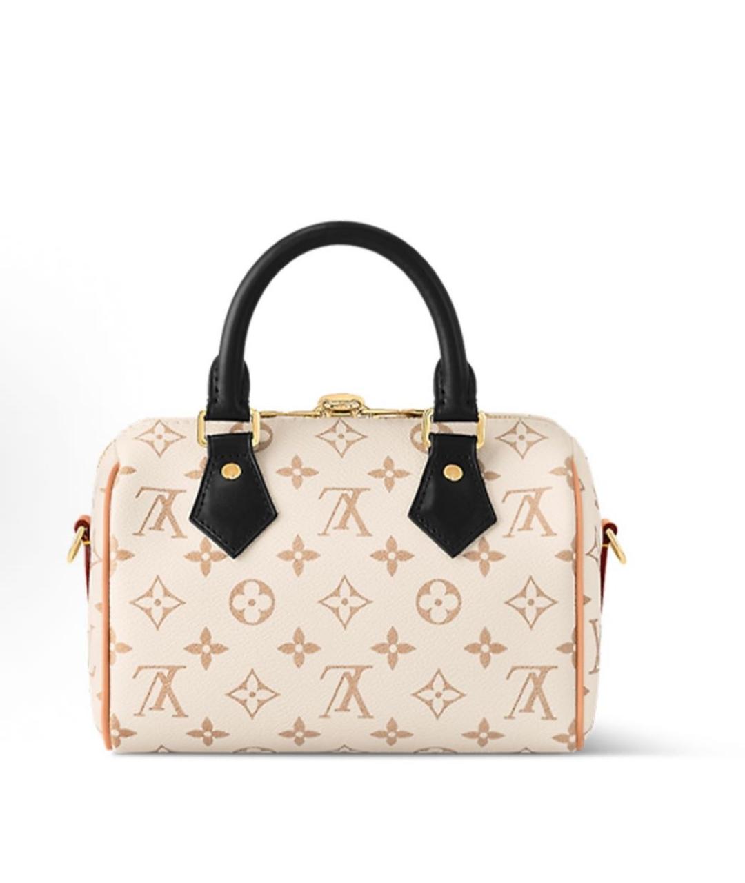 LOUIS VUITTON Бежевая кожаная сумка с короткими ручками, фото 3