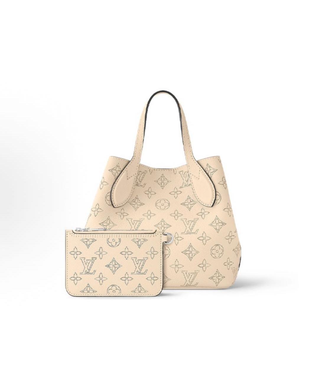 LOUIS VUITTON Бежевая кожаная сумка с короткими ручками, фото 3