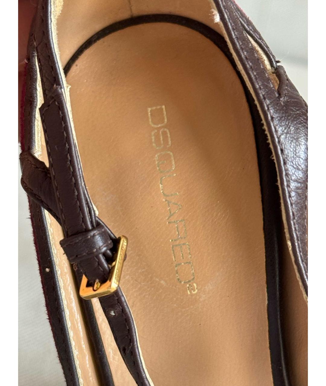 DSQUARED2 Бордовые замшевые туфли, фото 7