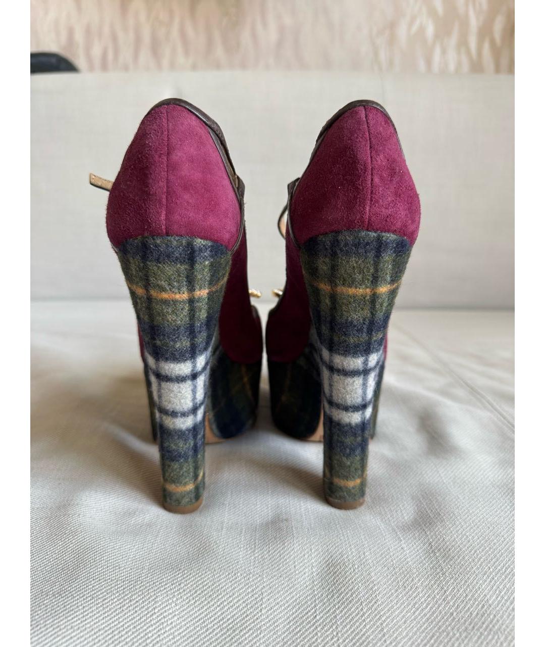 DSQUARED2 Бордовые замшевые туфли, фото 4