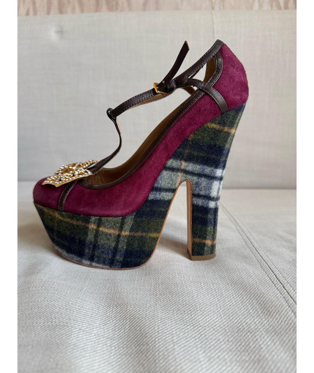 DSQUARED2 Бордовые замшевые туфли, фото 9