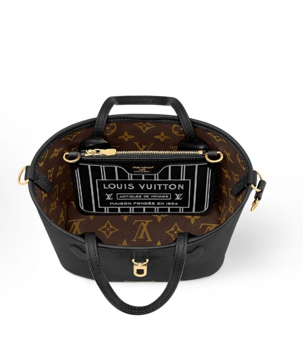 LOUIS VUITTON Черная кожаная сумка с короткими ручками, фото 4