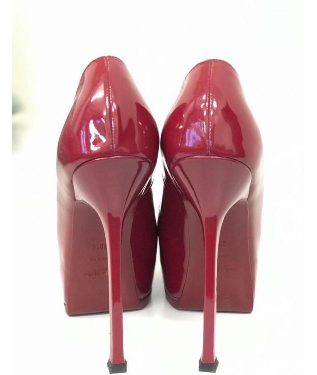 SAINT LAURENT Бордовые туфли из лакированной кожи, фото 4