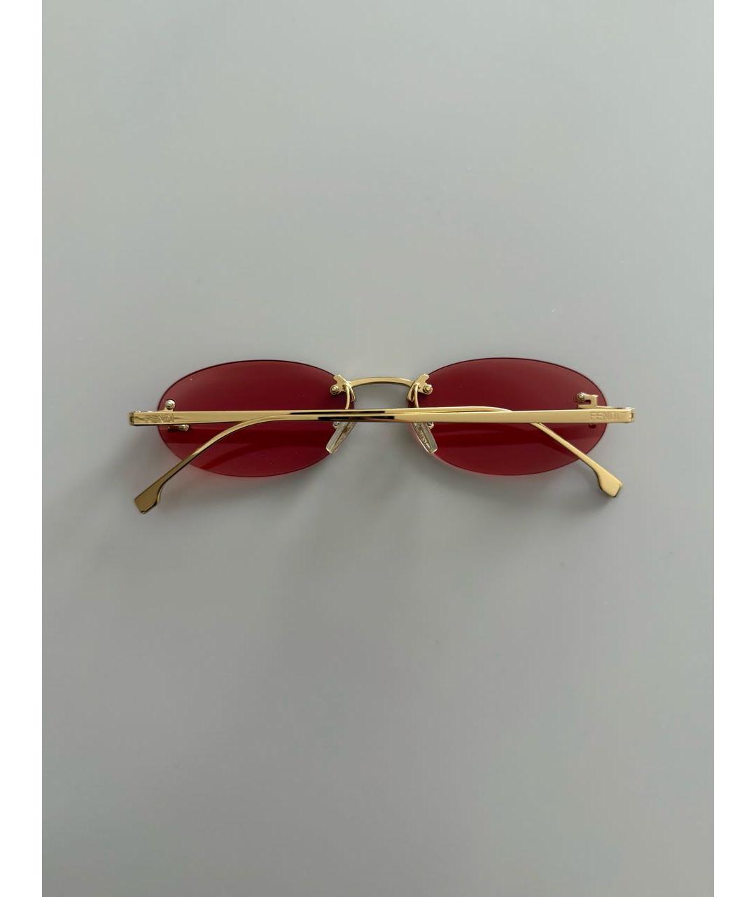 FENDI Красные металлические солнцезащитные очки, фото 4