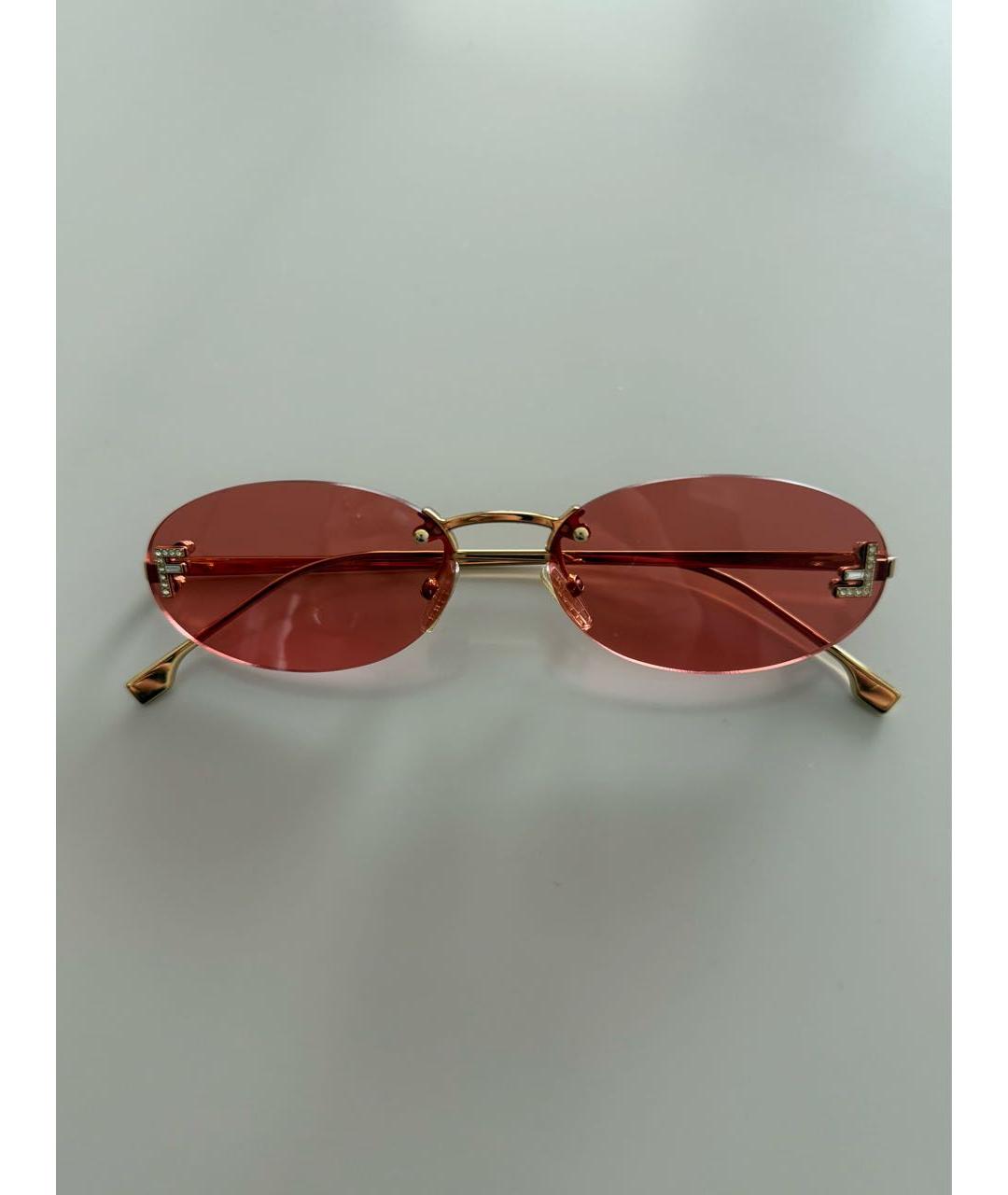 FENDI Красные металлические солнцезащитные очки, фото 3