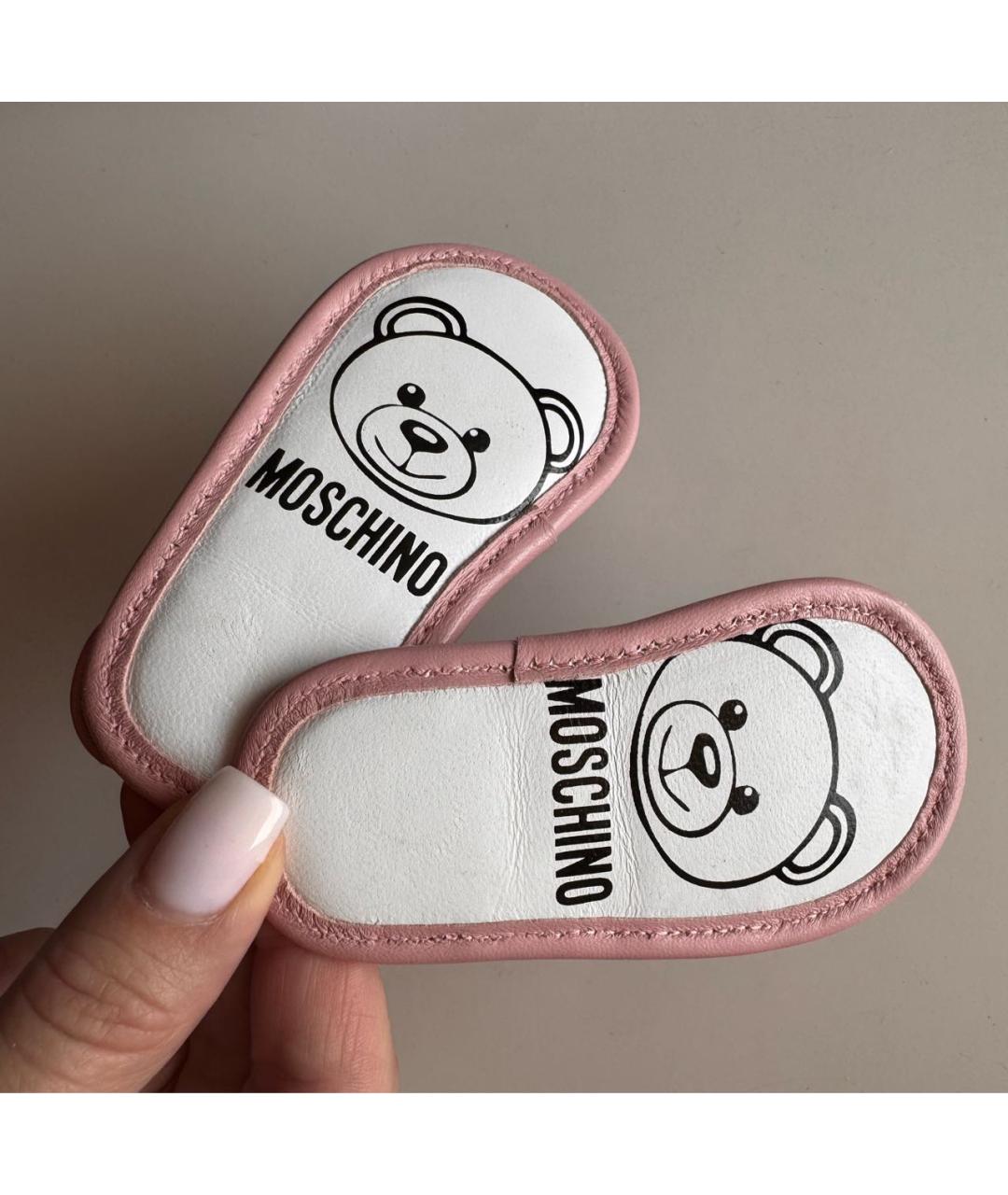 MOSCHINO Розовые кожаные пинетки, фото 7