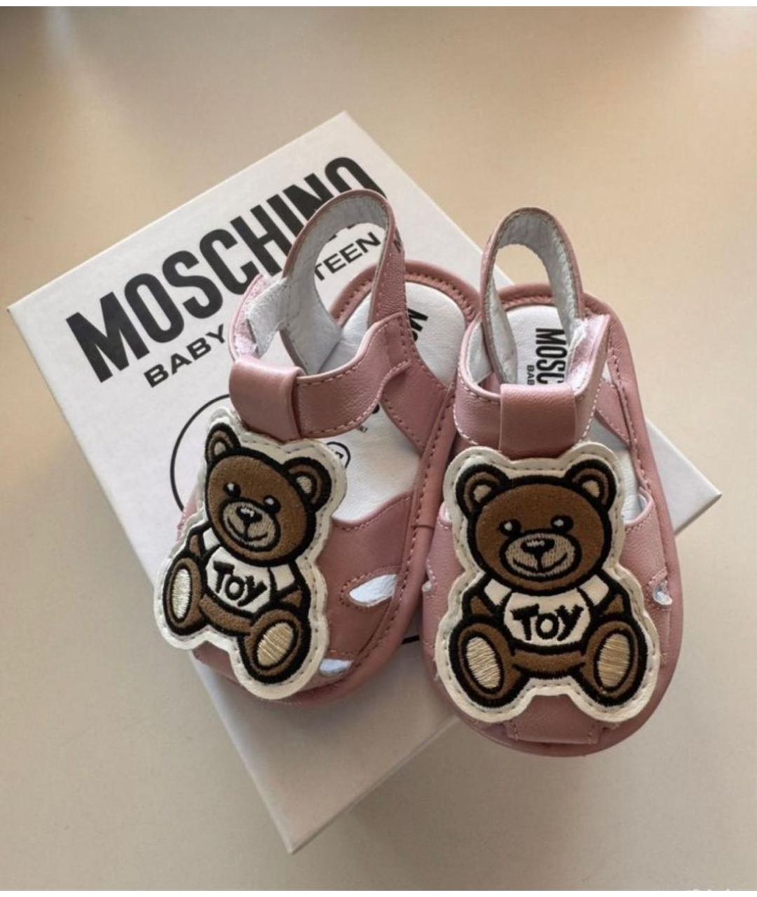 MOSCHINO Розовые кожаные пинетки, фото 8