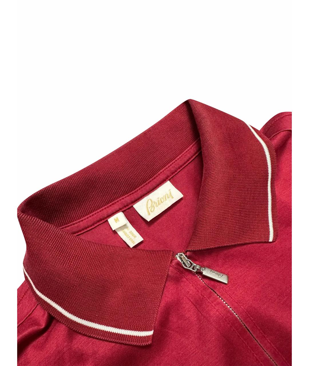 BRIONI Бордовое хлопковое поло с коротким рукавом, фото 8